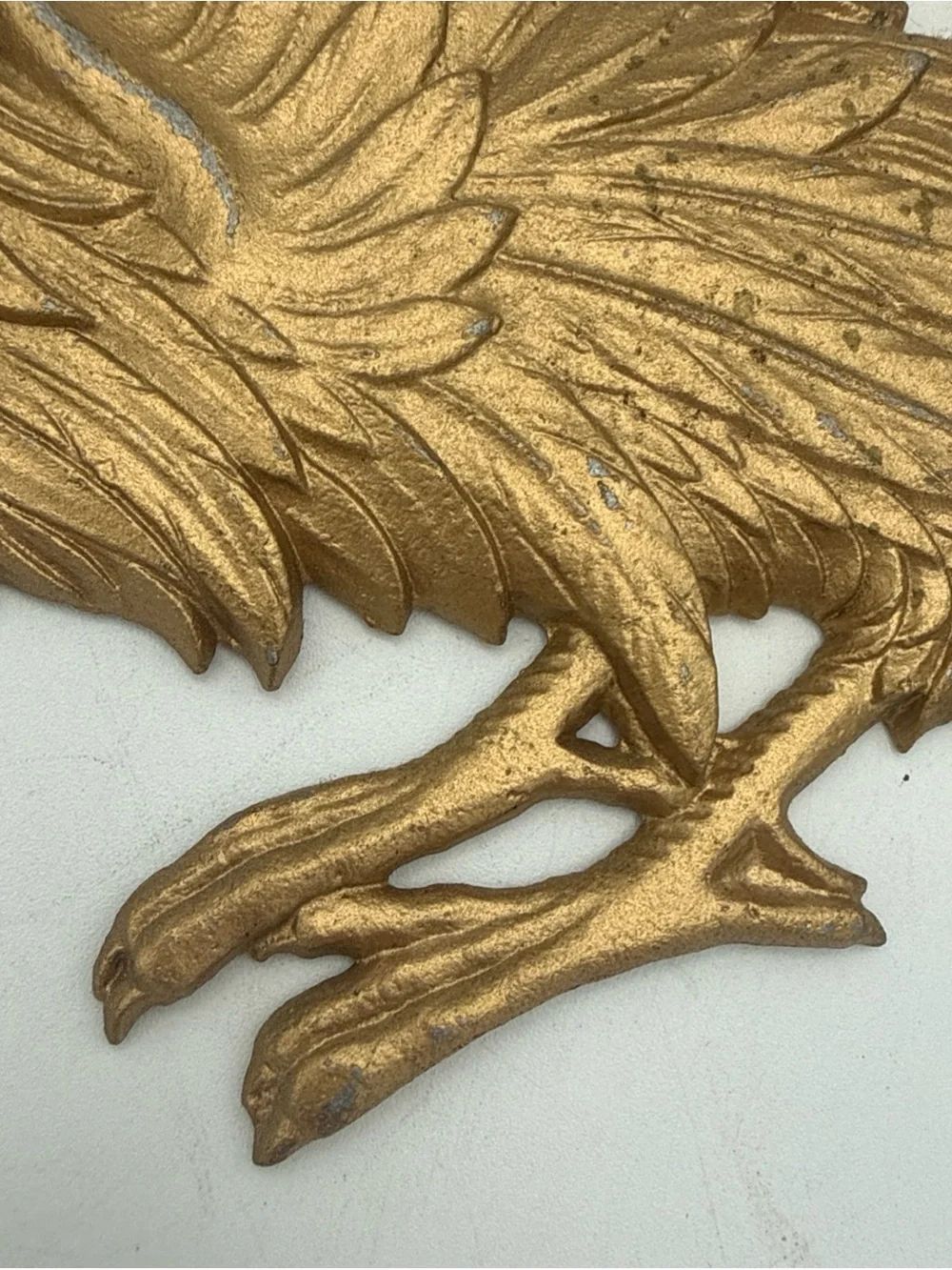 2 VTG Fighting Roosters  Gold Color Painted Cast Metal Wall Decor 9”  Farmhouse